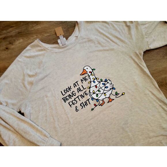 Christmas festive shiot top plus size xxlg 18/20 cream - Picture 1 of 2